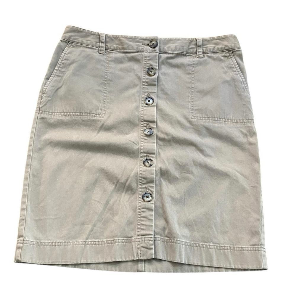 Ann Taylor khaki tan Button Front Straight Pencil Mini Skirt Size 14